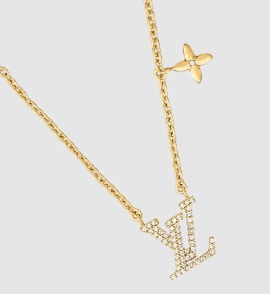 すぐ届く Louis Vuitton ロゴゴールドチェーンネックレス 花柄